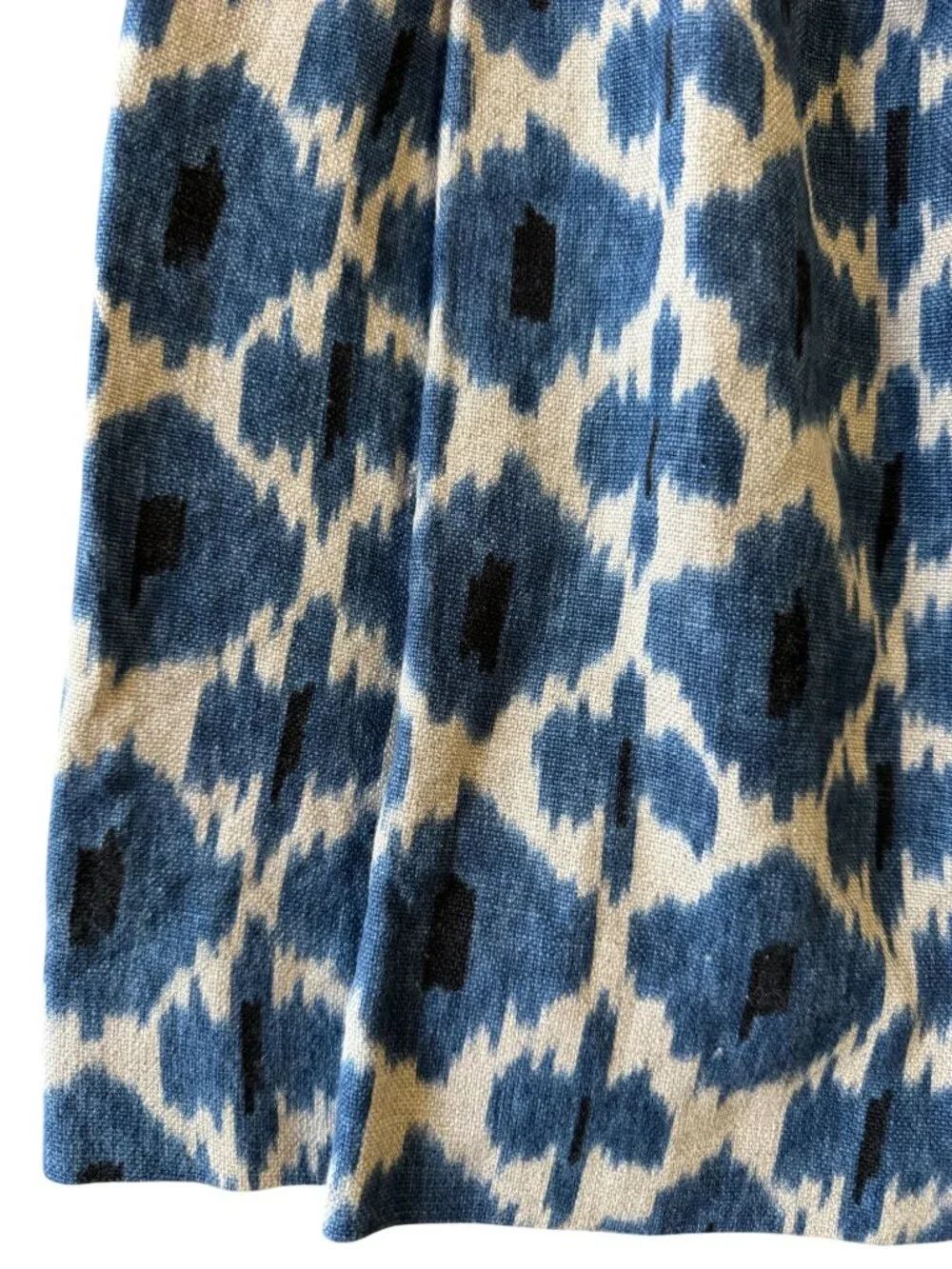 Michael Kors Blue & Ivory Ikat Print Skirt - 6 Linen Back Zipper Design
